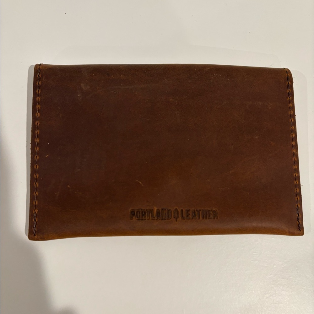 Portland Leather Brown Envelope Wallet Clutch - Picture 2 of 4